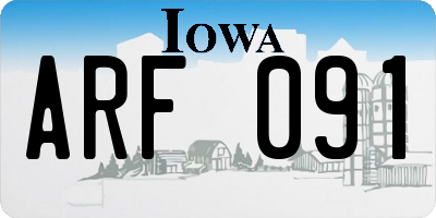 IA license plate ARF091