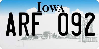IA license plate ARF092