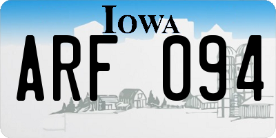 IA license plate ARF094