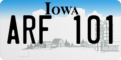 IA license plate ARF101
