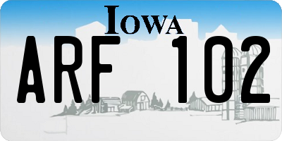 IA license plate ARF102
