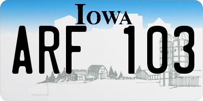 IA license plate ARF103