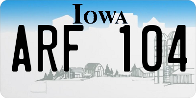 IA license plate ARF104