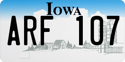 IA license plate ARF107