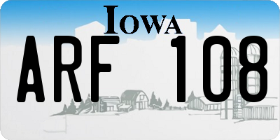 IA license plate ARF108