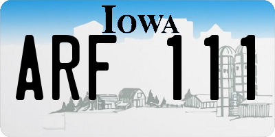 IA license plate ARF111
