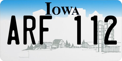IA license plate ARF112