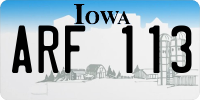 IA license plate ARF113
