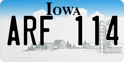 IA license plate ARF114