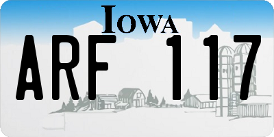 IA license plate ARF117