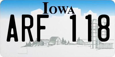 IA license plate ARF118