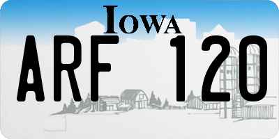 IA license plate ARF120