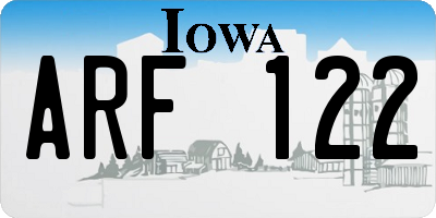 IA license plate ARF122
