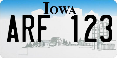IA license plate ARF123