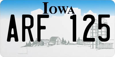 IA license plate ARF125