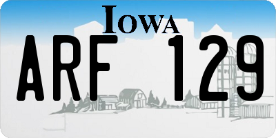 IA license plate ARF129