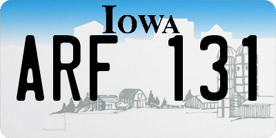 IA license plate ARF131