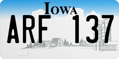 IA license plate ARF137