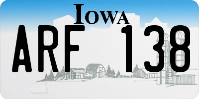 IA license plate ARF138