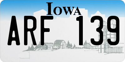 IA license plate ARF139