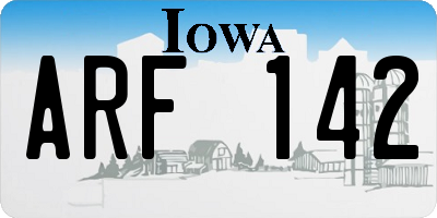 IA license plate ARF142