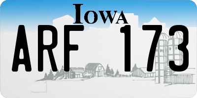 IA license plate ARF173