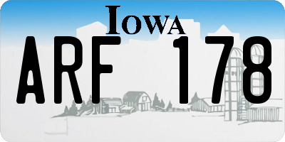 IA license plate ARF178
