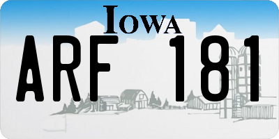 IA license plate ARF181