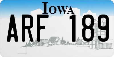 IA license plate ARF189