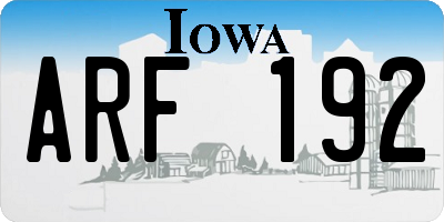 IA license plate ARF192