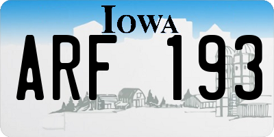 IA license plate ARF193