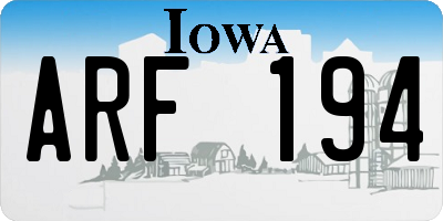 IA license plate ARF194