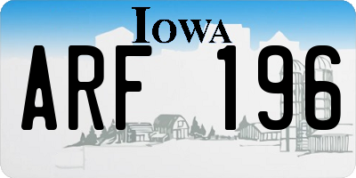 IA license plate ARF196
