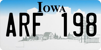 IA license plate ARF198
