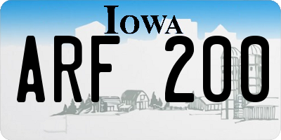 IA license plate ARF200