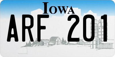 IA license plate ARF201
