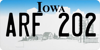 IA license plate ARF202
