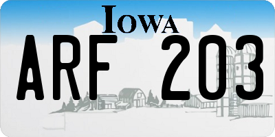 IA license plate ARF203
