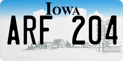 IA license plate ARF204