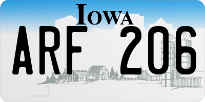 IA license plate ARF206