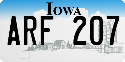 IA license plate ARF207
