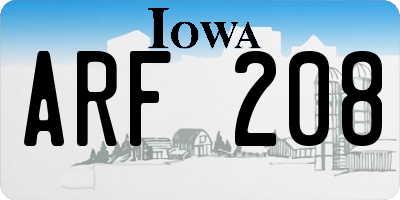 IA license plate ARF208