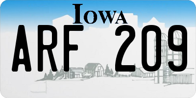 IA license plate ARF209