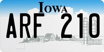 IA license plate ARF210