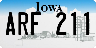 IA license plate ARF211