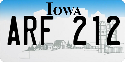 IA license plate ARF212