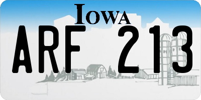 IA license plate ARF213