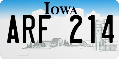 IA license plate ARF214