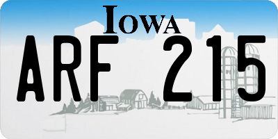 IA license plate ARF215