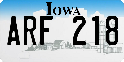 IA license plate ARF218